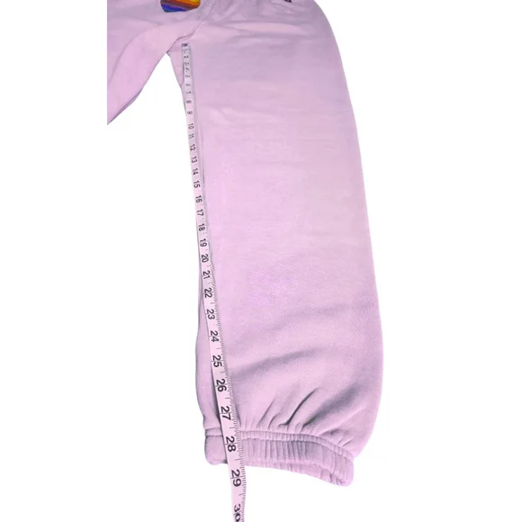 NWT Aviator Nation Pink Stiched Rainbow Heart Joggers Size Large Unisex - Picture 4 of 10